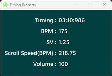 Timing Property window